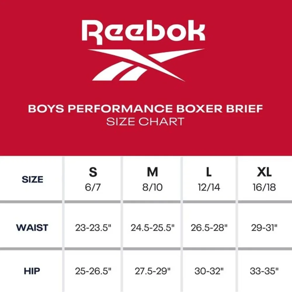 Reebok Boys 5-Pack Performance Boxer Brief Size XL 16/18 Blue Black Camo